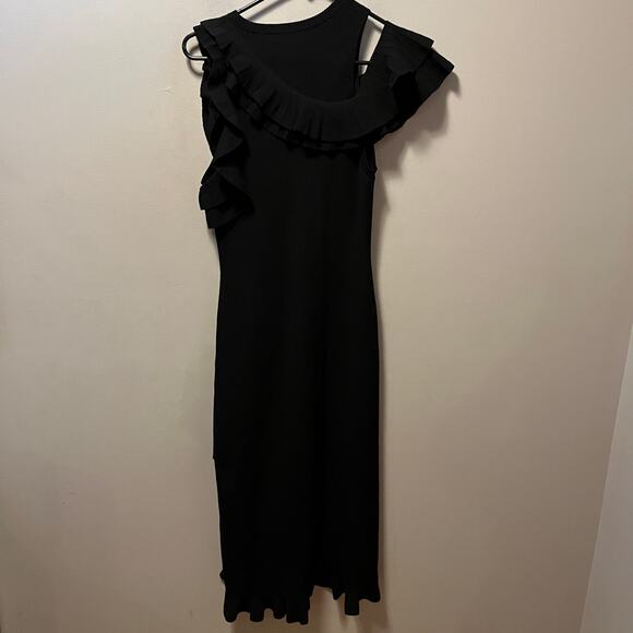 A.L.C Kellam‎ Crewneck Sleeveless Dress with Ruffled Trim Black Size Small - Picture 5 of 8